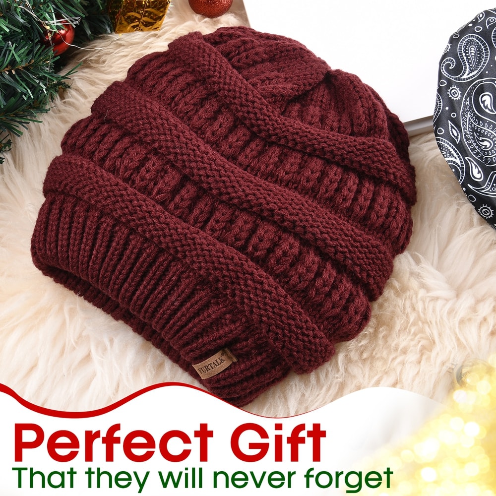 Satin Lined Cable Knit Winter Beanie For Women Soft Slouchy Warm Hair Friendly Hat 4