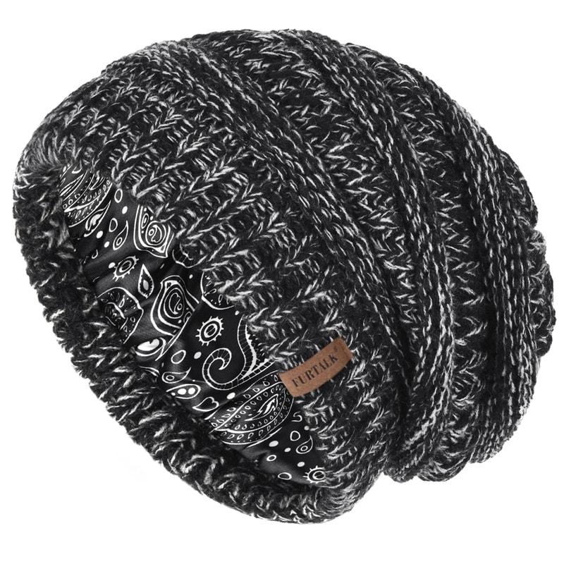 Satin Lined Cable Knit Winter Beanie For Women Soft Slouchy Warm Hair Friendly Hat 6