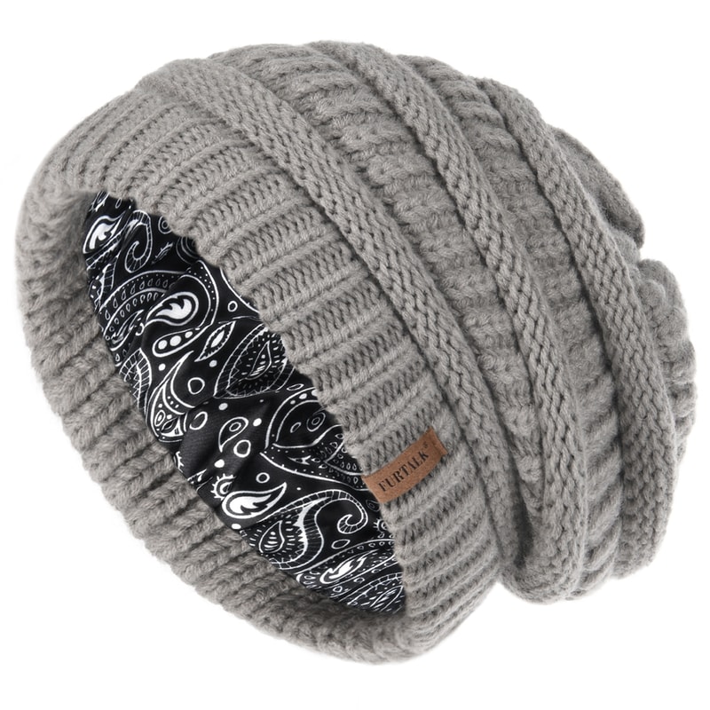 Satin Lined Cable Knit Winter Beanie For Women Soft Slouchy Warm Hair Friendly Hat 7
