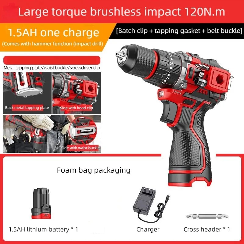 Brushless Cordless Impact Drill Driver With Metal Ratchet Chuck And Precision Tapping Control 7