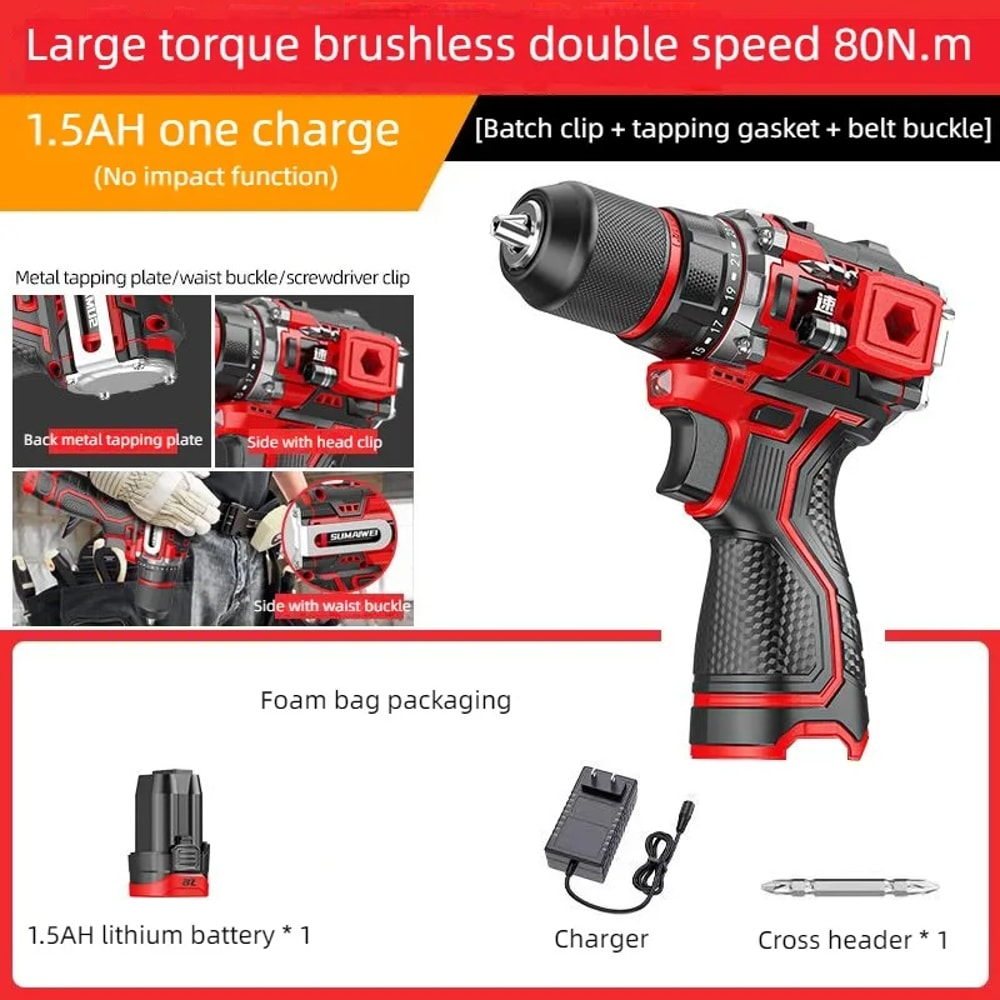 Brushless Cordless Impact Drill Driver With Metal Ratchet Chuck And Precision Tapping Control 6