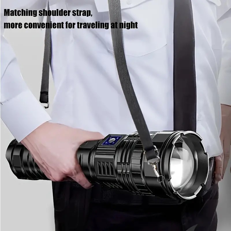 Rechargeable Tactical Flashlight With Long Range Beam And USB C Emergency Spotlight 1