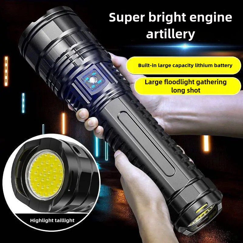 Rechargeable Tactical Flashlight With Long Range Beam And USB C Emergency Spotlight 2