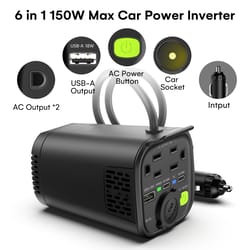 car power inverter fast charger with dual pd usb and 2 ac outlets for travel and road trips