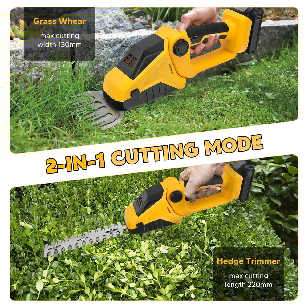 2in1 Cordless Hedge Trimmer Electric Grass Shears Handheld Shrub Trimmer Kit For Garden Lawn Edging 1