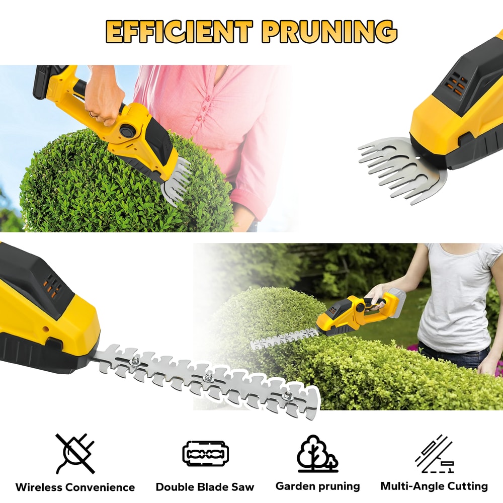 2in1 Cordless Hedge Trimmer Electric Grass Shears Handheld Shrub Trimmer Kit For Garden Lawn Edging 4