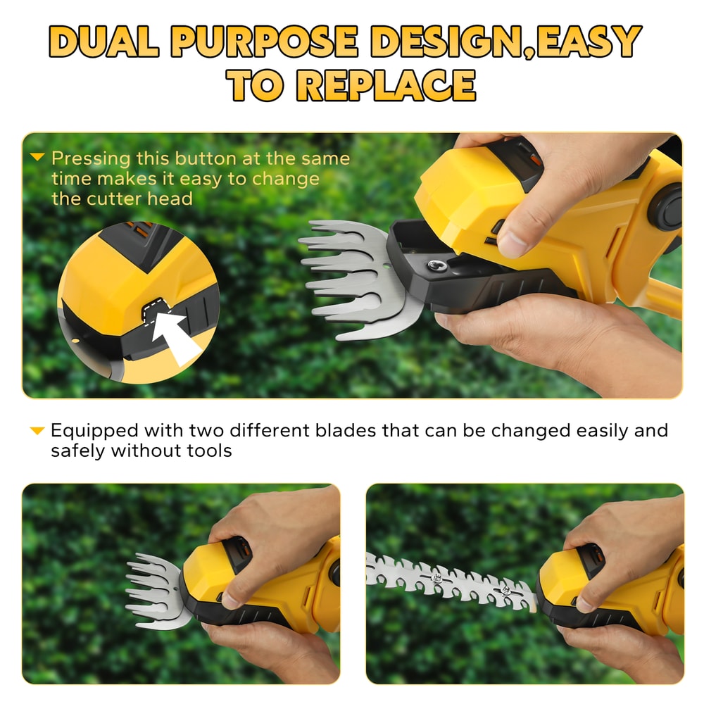 2in1 Cordless Hedge Trimmer Electric Grass Shears Handheld Shrub Trimmer Kit For Garden Lawn Edging 5