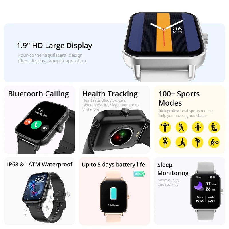 Ultra Screen Bluetooth Calling Smartwatch With HD Display Fitness Tracker For Men Women 2