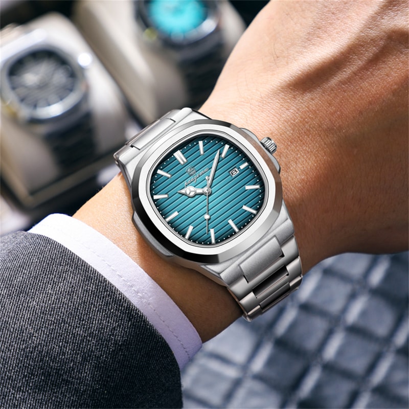 Classic Square Dial Mens Quartz Watch Waterproof Luminous Date Business Wristwatch For Modern Style 4