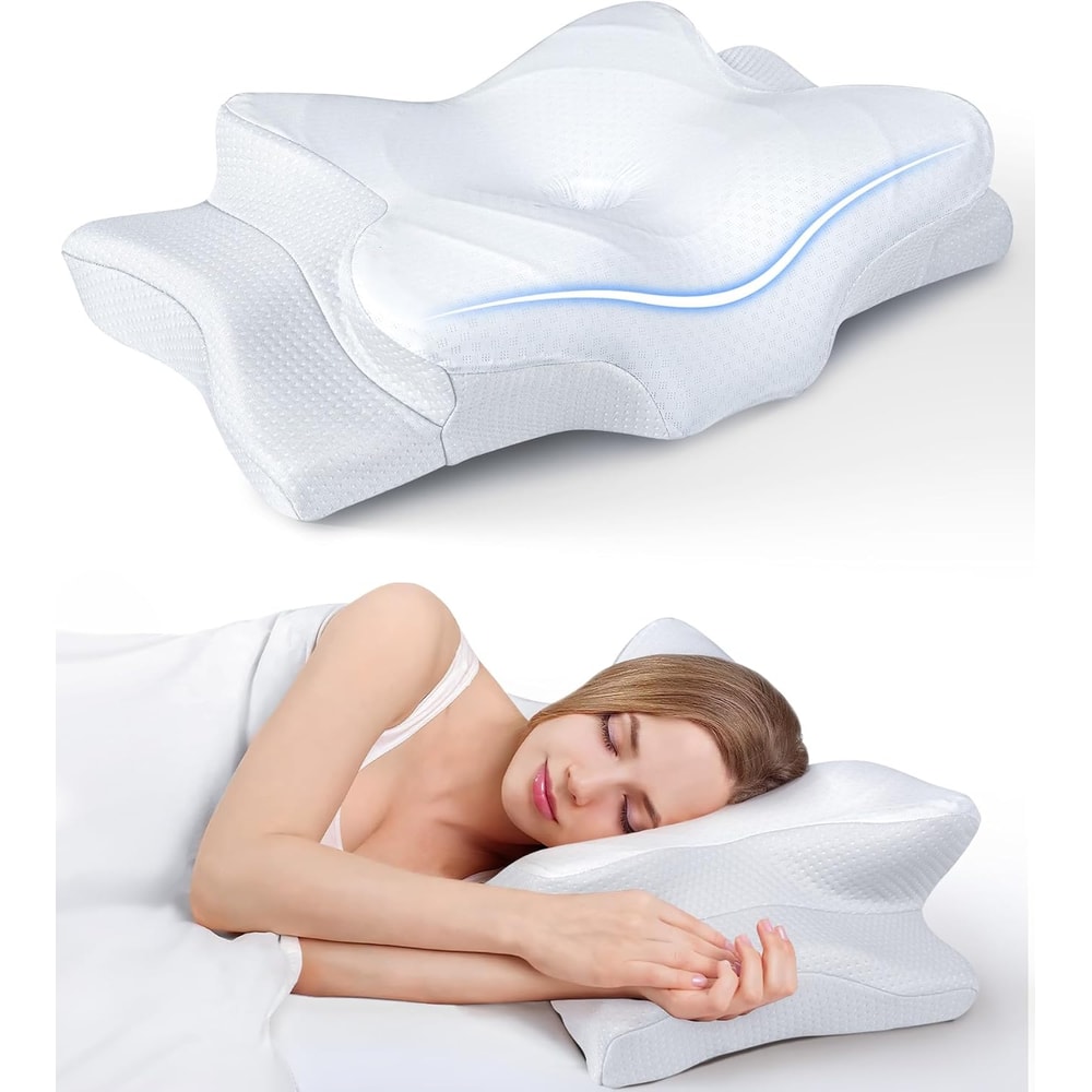 Cooling Ergonomic Neck Support Pillow Memory Foam Cervical Pillow For Pain Relief And Deep Sleep Co 6