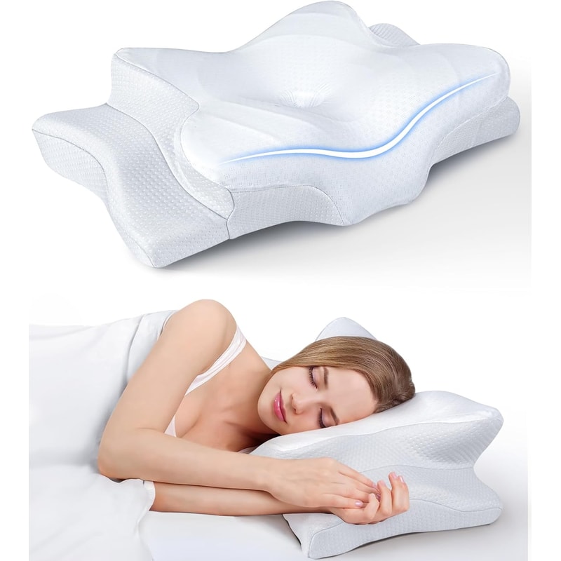 Cooling Ergonomic Neck Support Pillow Memory Foam Cervical Pillow For Pain Relief And Deep Sleep Co 6