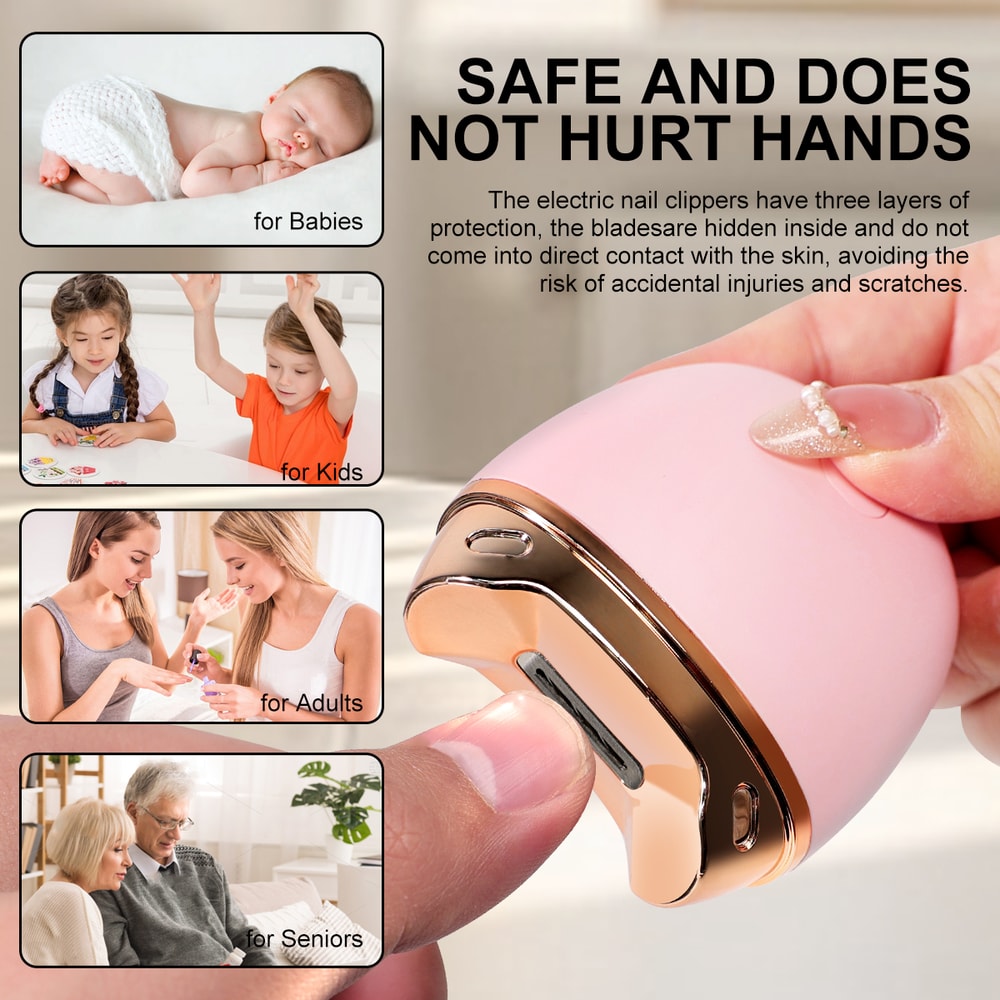 Anti Splash Electric Nail Clipper Safe Baby And Family Automatic Nail Trimmer With Hidden Blade Des 4