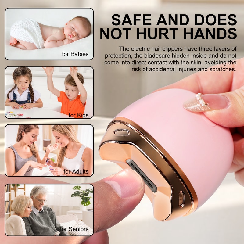 Anti Splash Electric Nail Clipper Safe Baby And Family Automatic Nail Trimmer With Hidden Blade Des 4