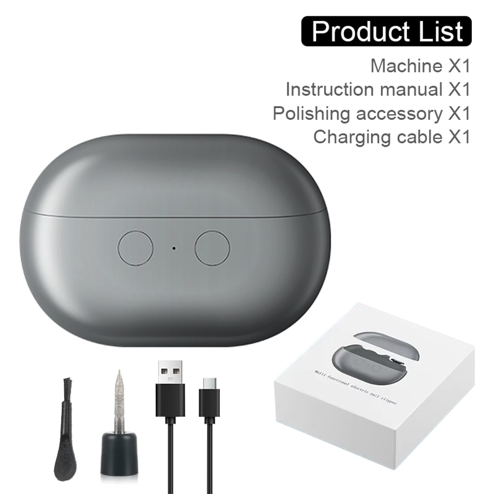 Rechargeable Electric Nail Clipper and Polisher with LED Light Dual Speed Automatic Nail Trimmer