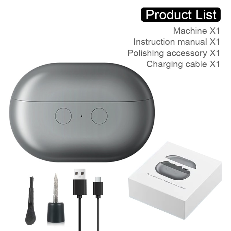 Rechargeable Electric Nail Clipper and Polisher with LED Light Dual Speed Automatic Nail Trimmer