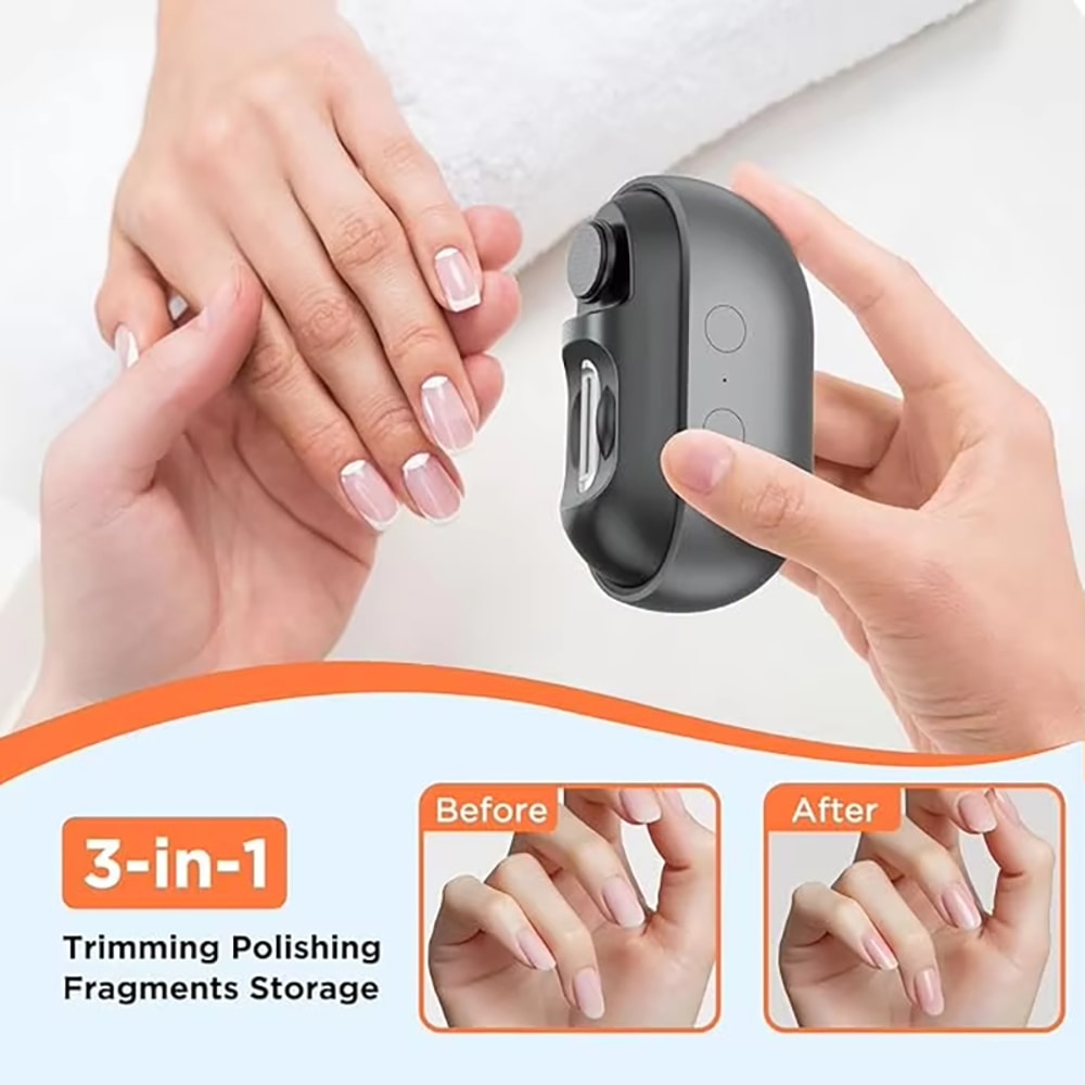 Rechargeable Electric Nail Clipper and Polisher with LED Light Dual Speed Automatic Nail Trimmer