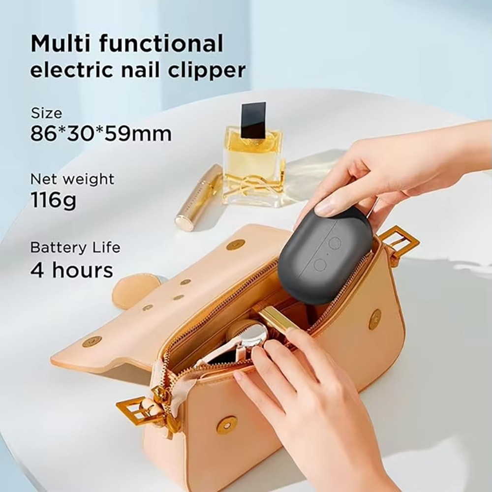 Rechargeable Electric Nail Clipper and Polisher with LED Light Dual Speed Automatic Nail Trimmer