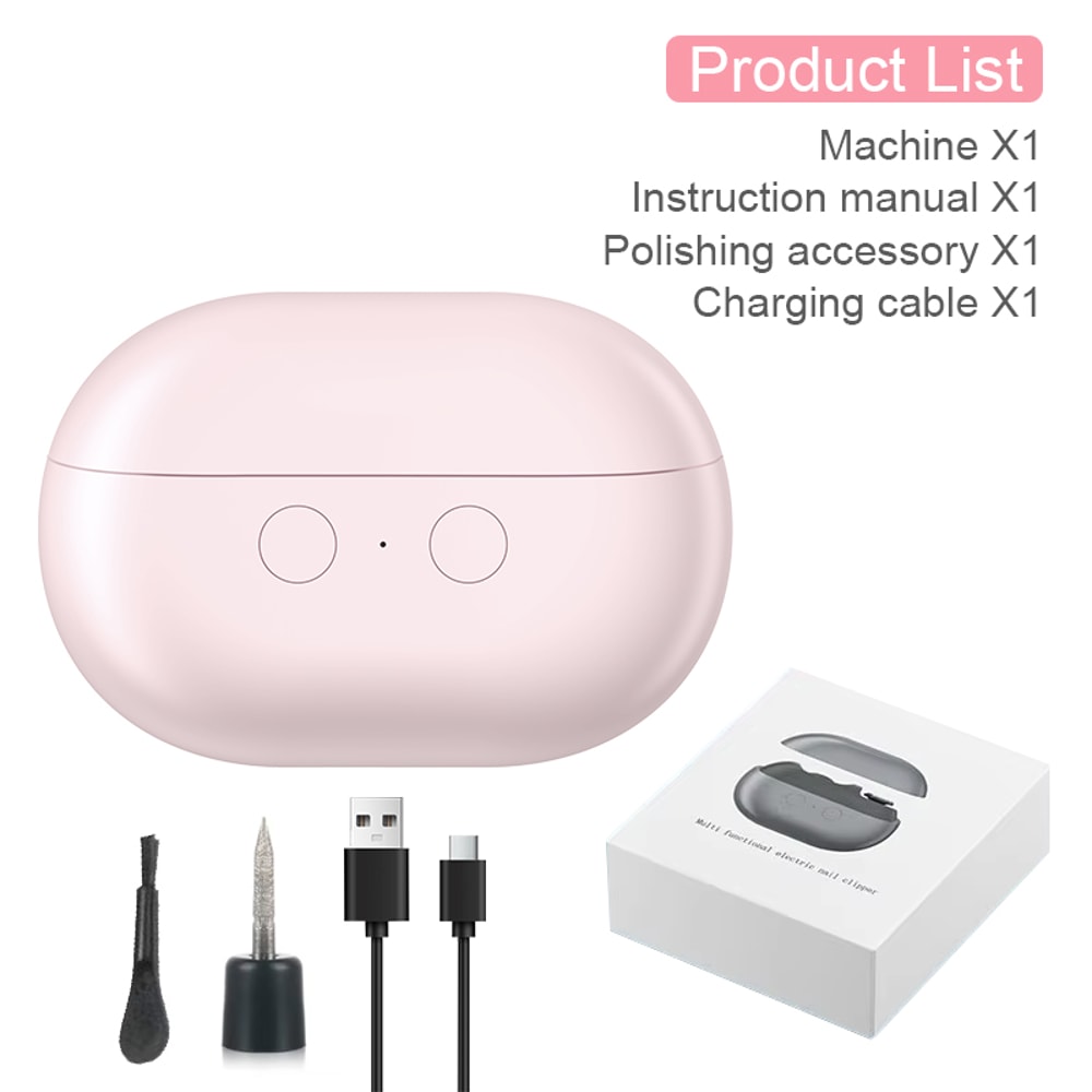 Rechargeable Electric Nail Clipper and Polisher with LED Light Dual Speed Automatic Nail Trimmer