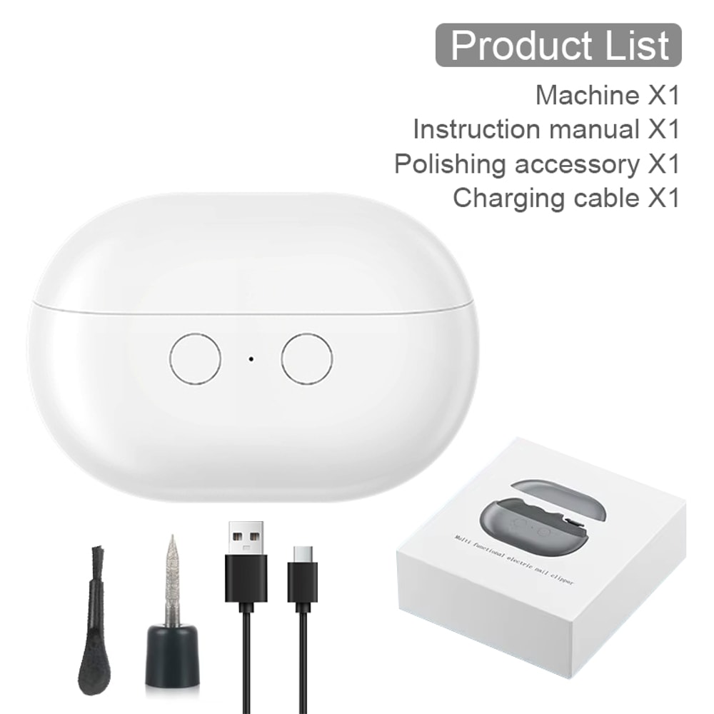 Rechargeable Electric Nail Clipper and Polisher with LED Light Dual Speed Automatic Nail Trimmer