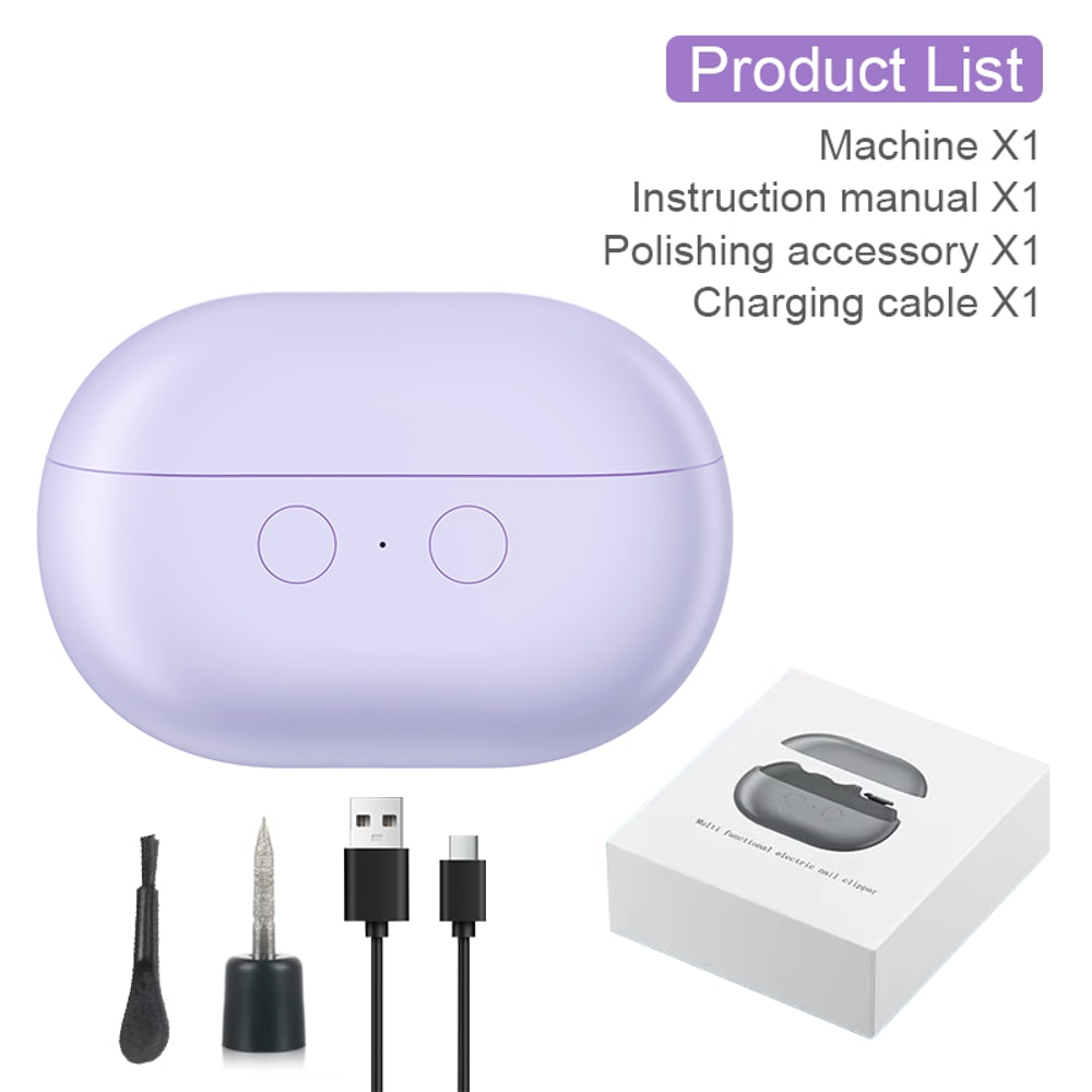 Rechargeable Electric Nail Clipper and Polisher with LED Light Dual Speed Automatic Nail Trimmer