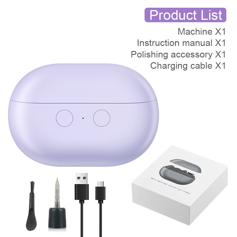 Rechargeable Electric Nail Clipper and Polisher with LED Light Dual Speed Automatic Nail Trimmer