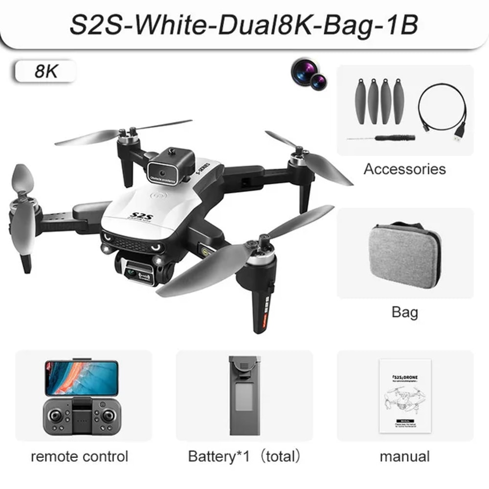 S2S Foldable Mini Drone With Camera 8K HD Brushless Motor Quadcopter With Obstacle Avoidance Drone 6