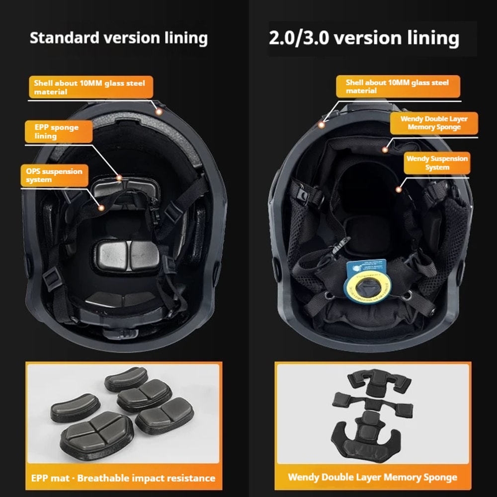 Fiberglass Tactical Helmet With Wendy Suspension System Lightweight Riot Training And Outdoor Prote 2