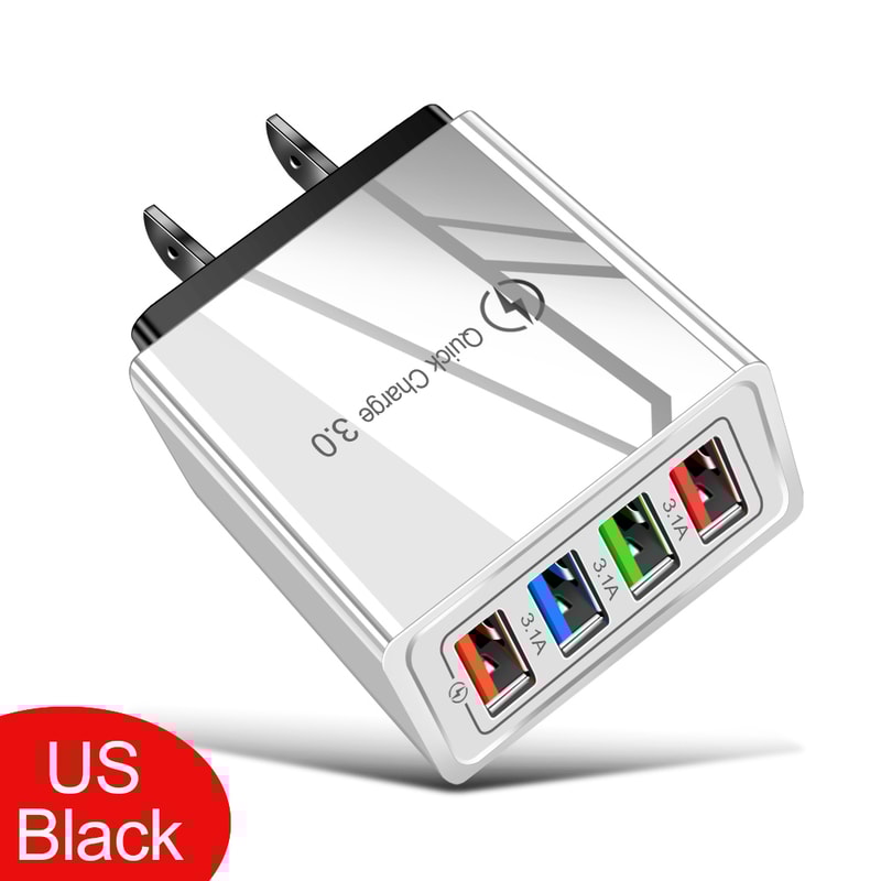 Quick Charge 30 USB Wall Charger 4 Port Fast Charging Adapter Travel Plug 8