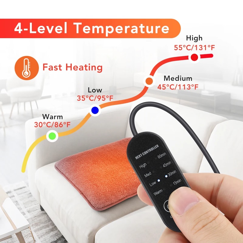 Portable USB Heated Seat Cushion with Heat Settings for Car and Office