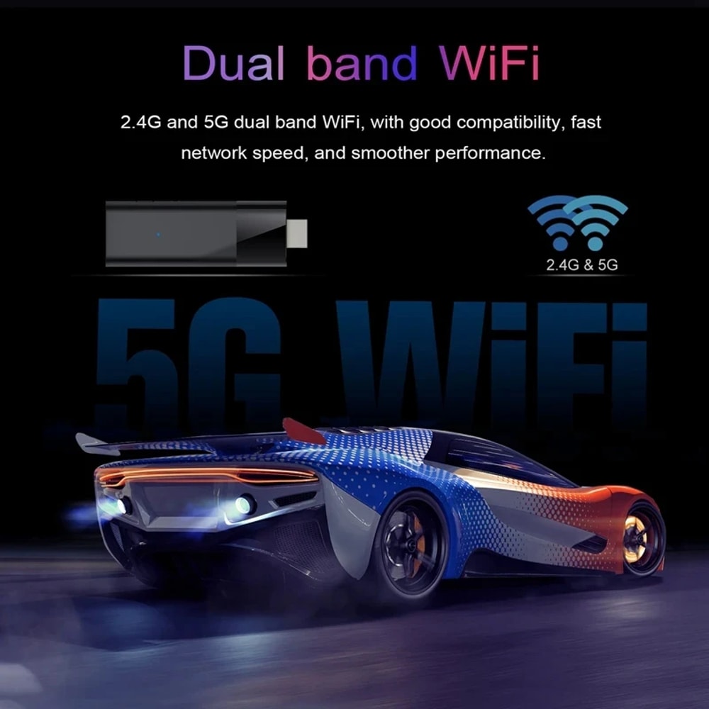 Q12 4K Mini Android TV Stick 5G WiFi Smart Streaming Box 4