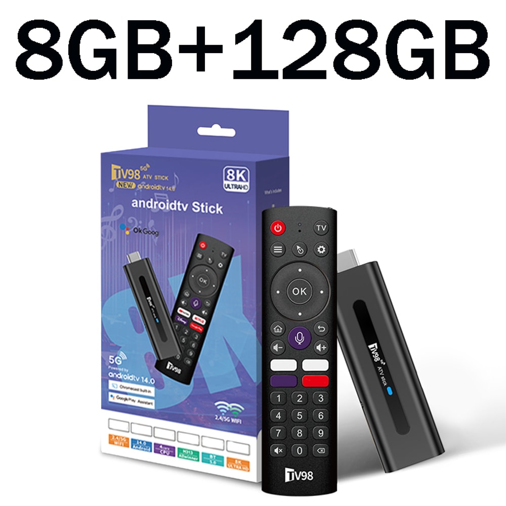 TV98 8K Android TV Stick With Dual WiFi6 And Voice Remote Streaming Player 6