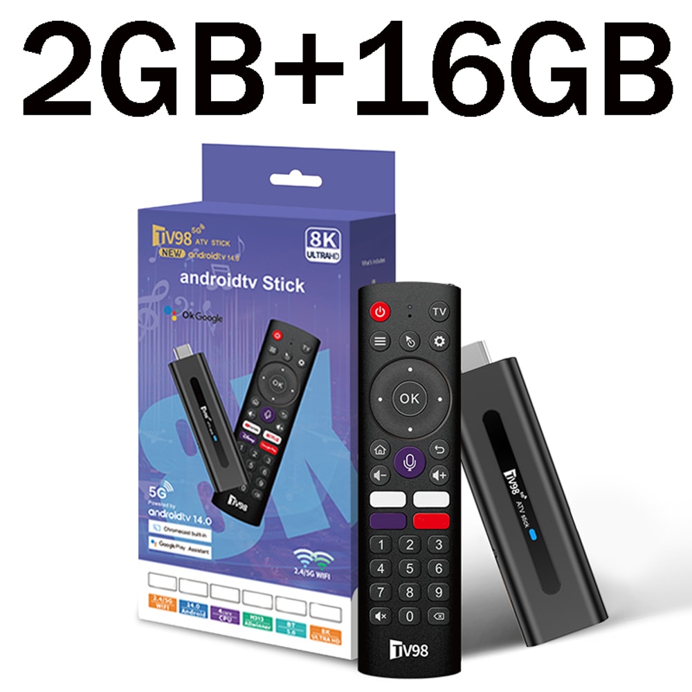 TV98 8K Android TV Stick With Dual WiFi6 And Voice Remote Streaming Player 8