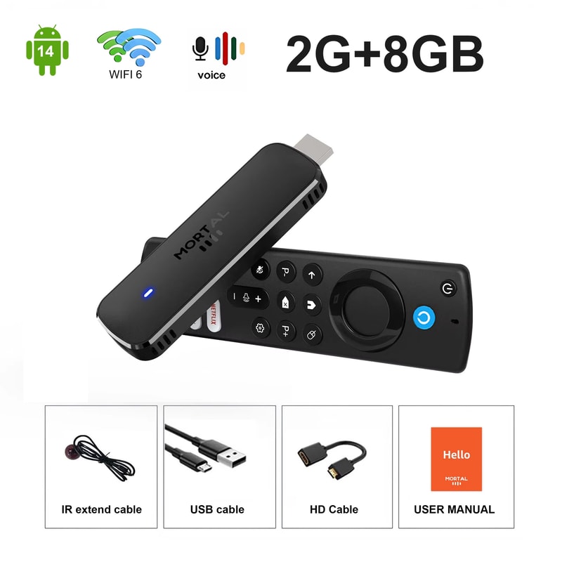 Android 14 TV Stick 4K Streaming Device With WiFi 6 And Google Voice Remote 6