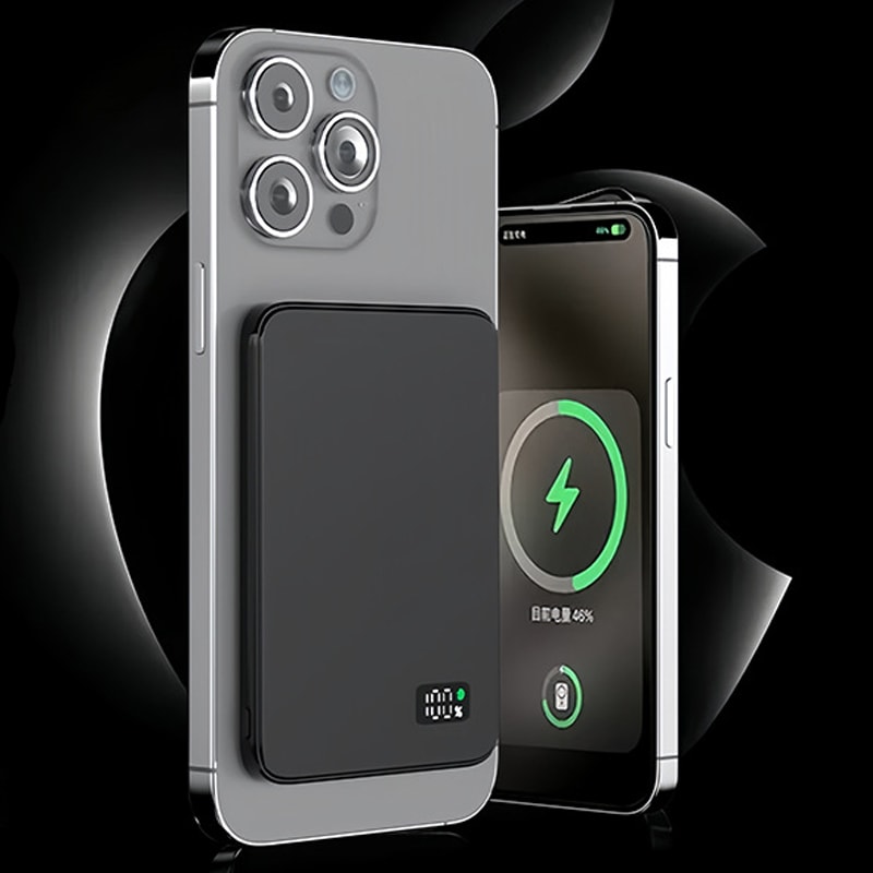 Ultra Thin MagSafe Power Bank Magnetic Wireless Charger with LED Display Fast Charging Portable Battery