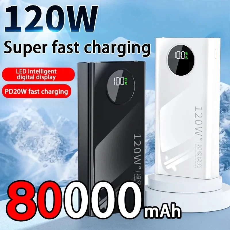 120W Ultra Fast Power Bank Portable Charger With Digital Display And Multi Device Charging 1