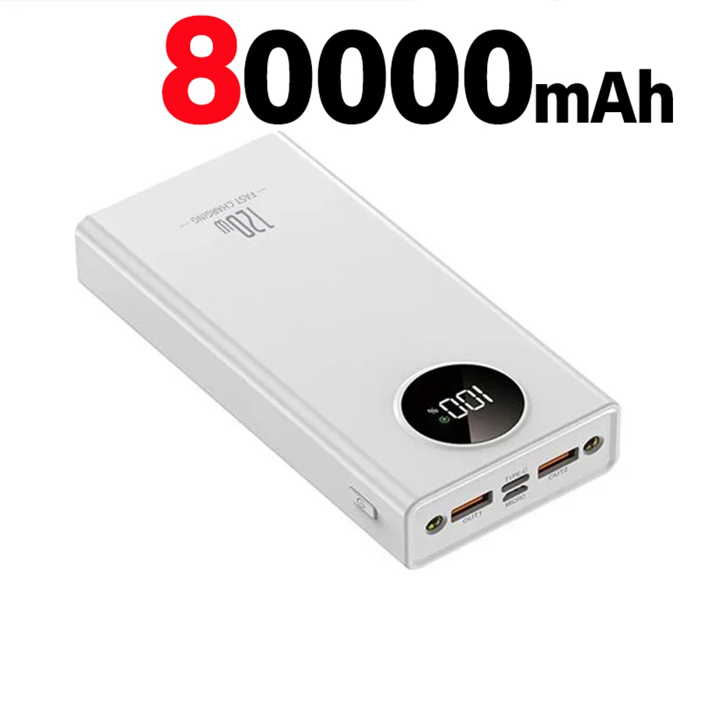 120W Ultra Fast Power Bank Portable Charger With Digital Display And Multi Device Charging 5