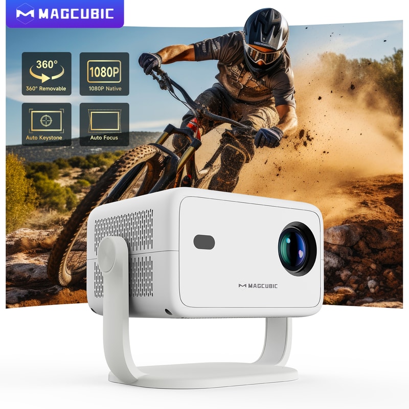 Portable 1080P Projector With Auto Focus WiFi6 Android Smart Home Theater 3