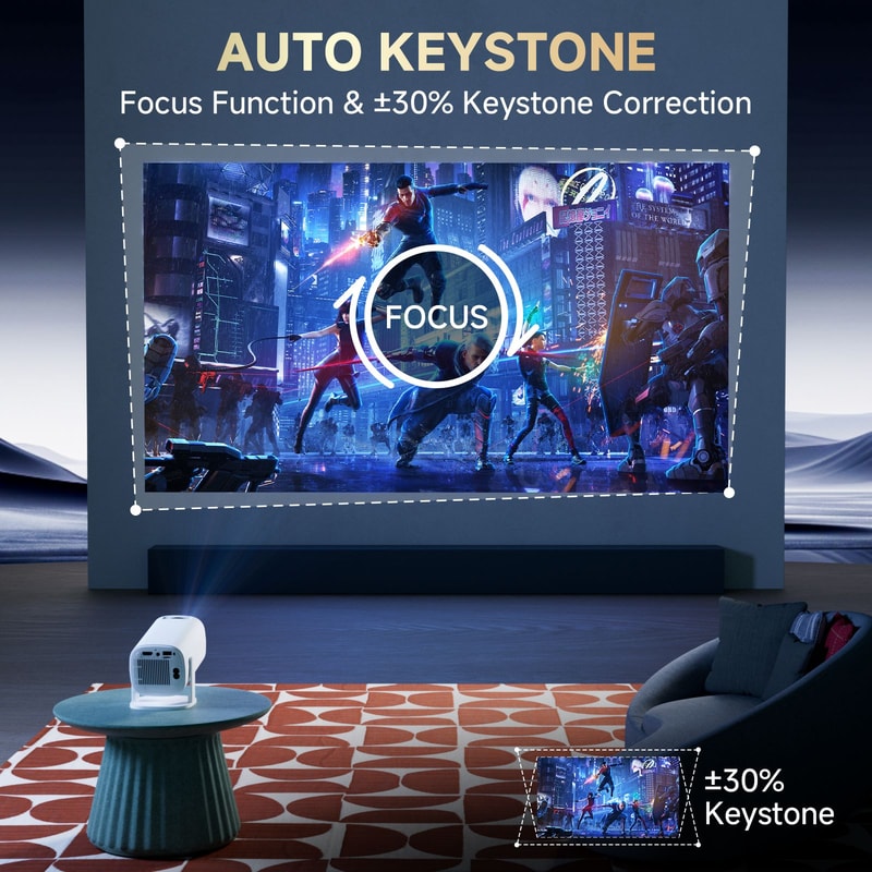 Android 14 Mini Smart Projector 4K Supported WiFi 6 Portable Home Theater Projector 4