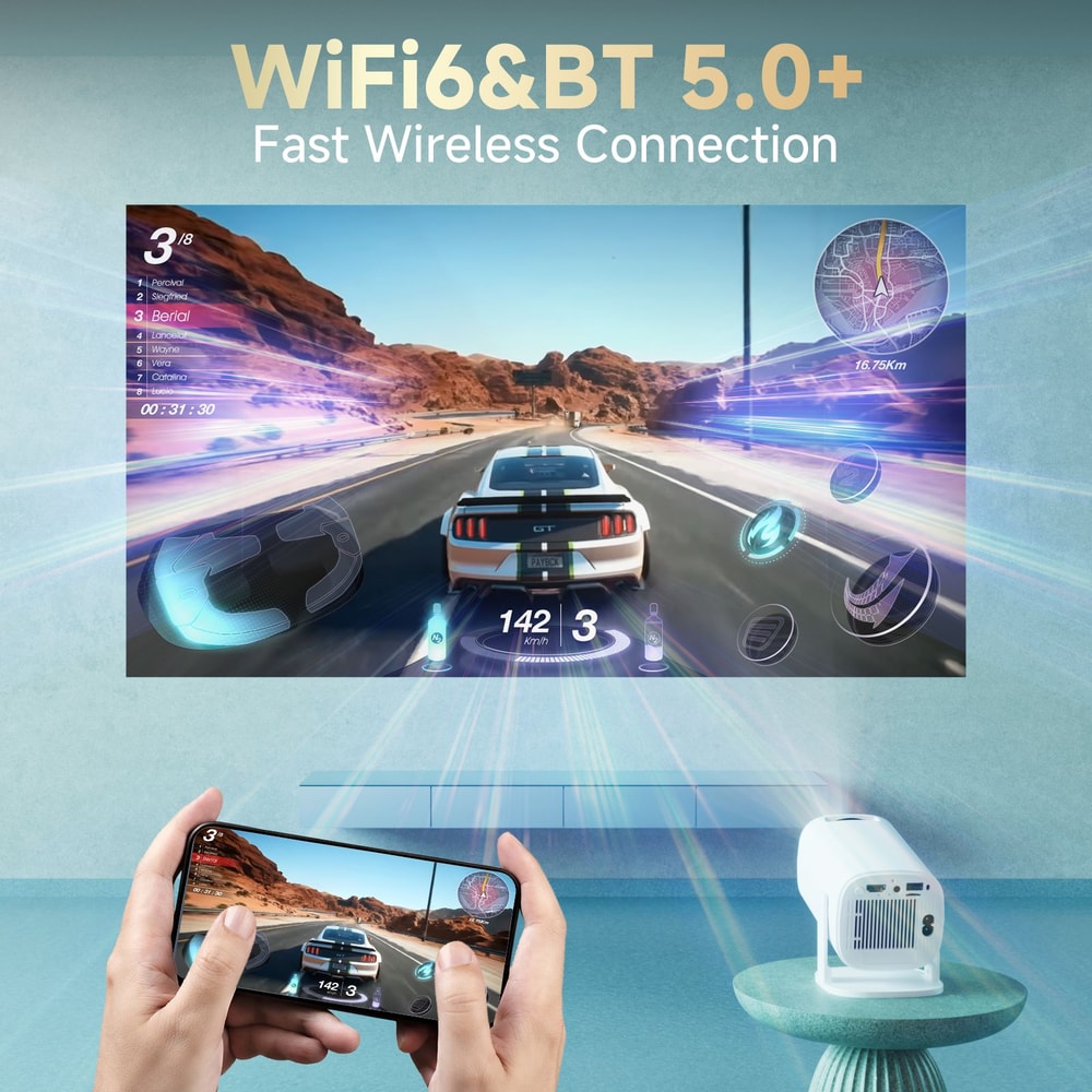 Android 14 Mini Smart Projector 4K Supported WiFi 6 Portable Home Theater Projector 5