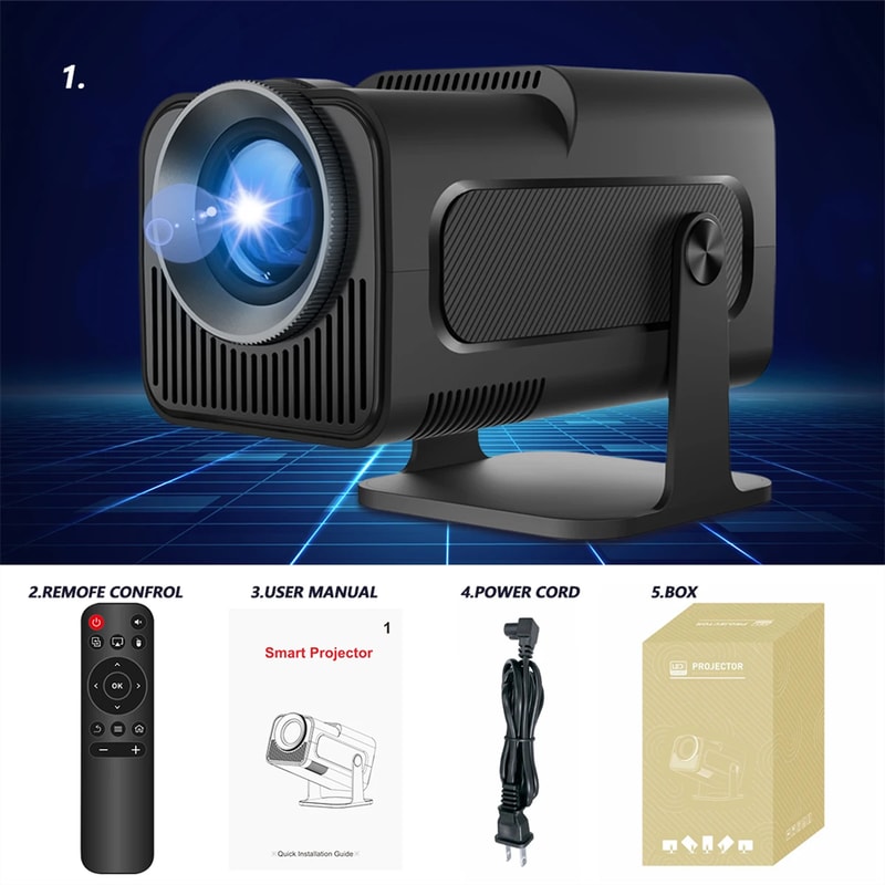 Smart 4K Portable Projector With Android 11 Native 1080P WiFi6 Bluetooth Mini Home Theater 6