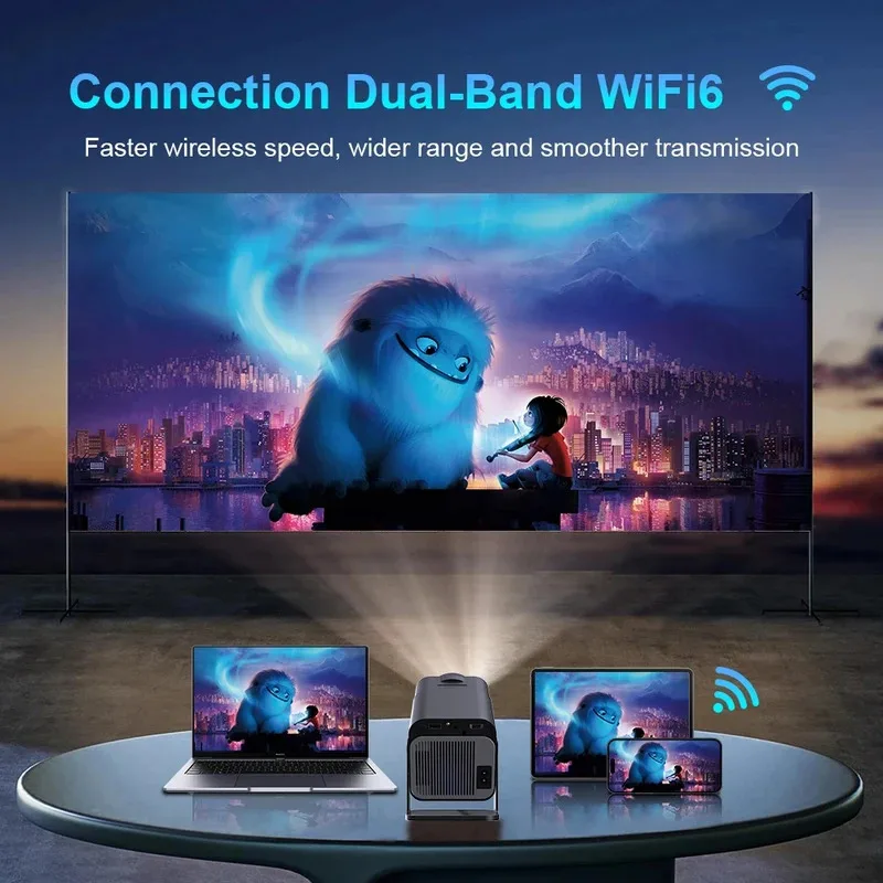 Smart 4K Portable Projector With Android 11 Native 1080P WiFi6 Bluetooth Mini Home Theater 5