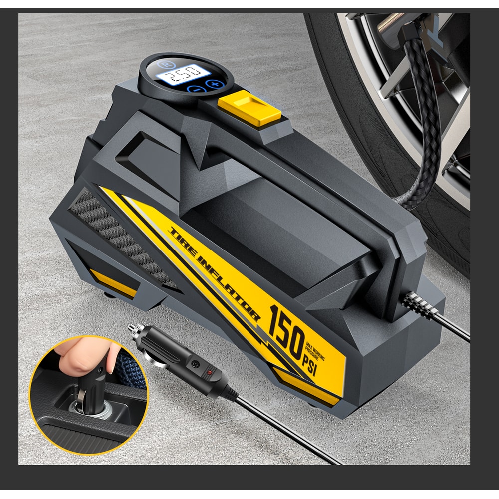 Portable Electric Tire Inflator Pump With LED Light Car Air Compressor 1
