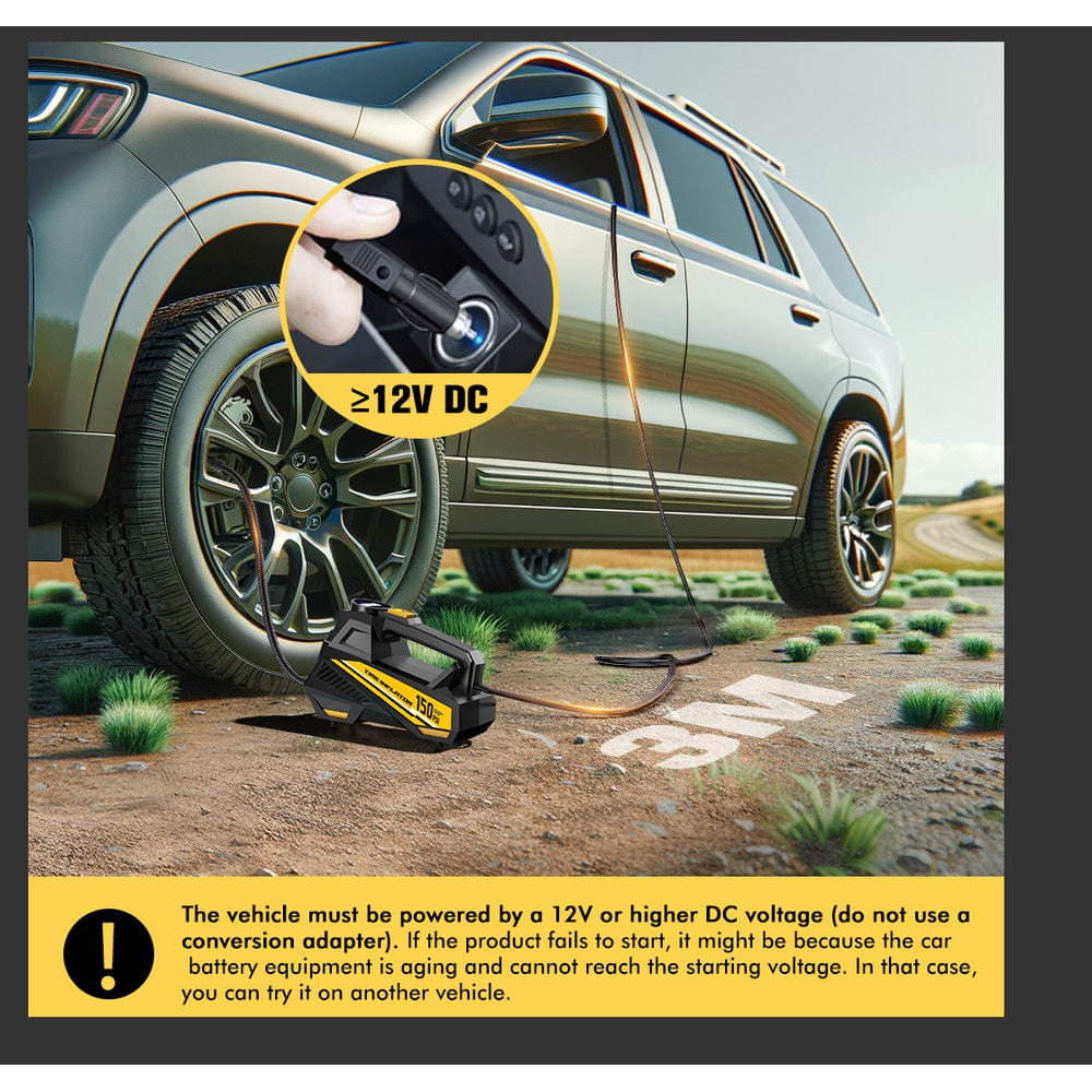 Portable Electric Tire Inflator Pump With LED Light Car Air Compressor 2