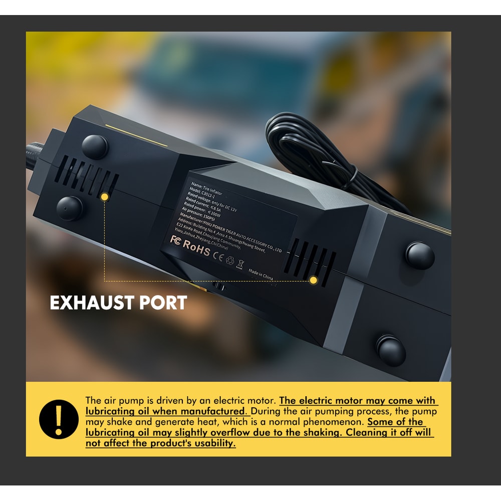 Portable Electric Tire Inflator Pump With LED Light Car Air Compressor 3