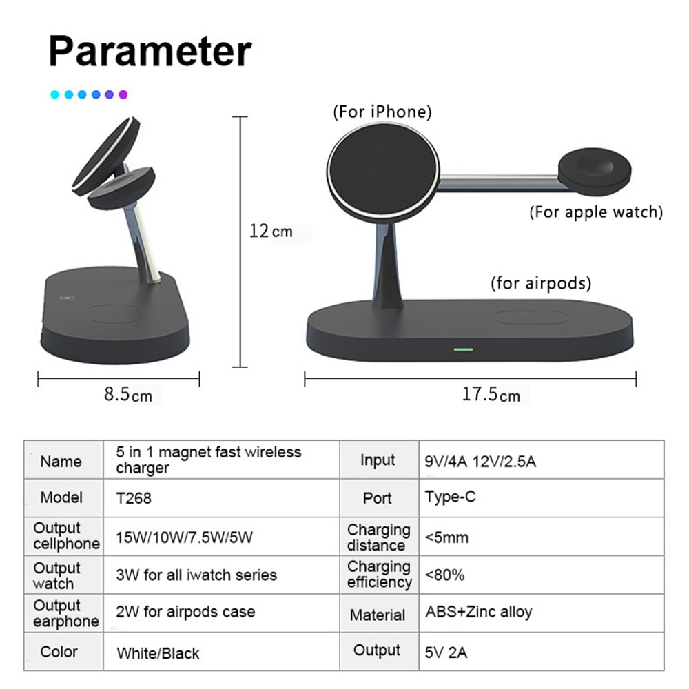3 In 1 Wireless Charger Stand Magnetic Charging Station For IPhone Apple Watch AirPods Fast Wireles 4