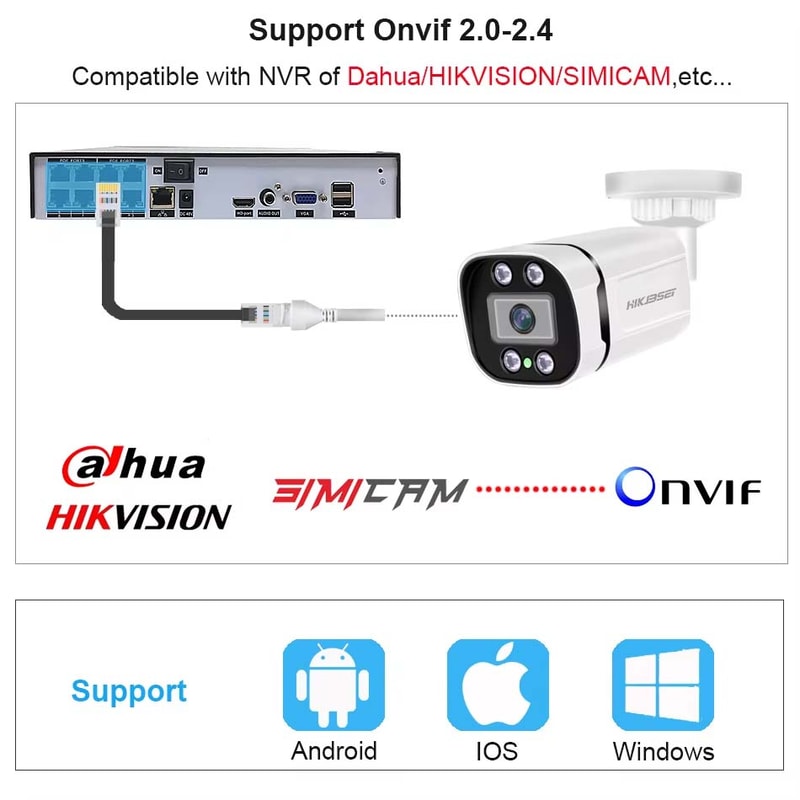 4K POE Security Camera 8MP IP Surveillance Camera with Audio Night Vision ONVIF Waterproof Outdoor CCTV for NVR