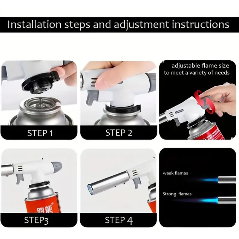 Portable Butane Torch Lighter Adjustable Flame Camping Gas Torch For BBQ Cooking Welding 4