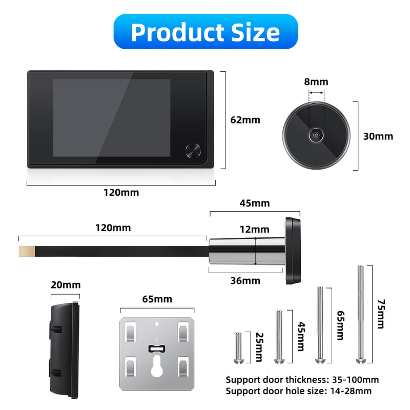 Digital Door Viewer LCD Screen HD Peephole Door Camera For Safer Home Entry Monitoring 5