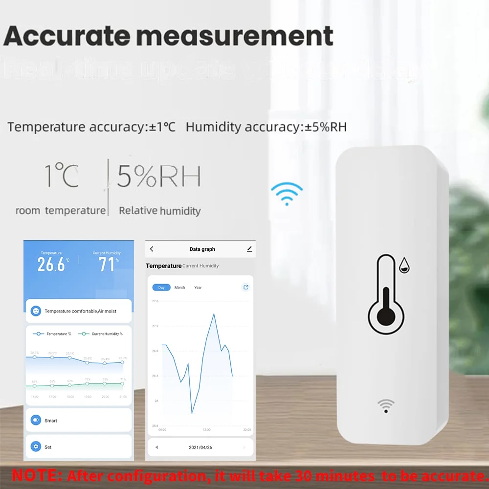 WiFi Temperature Humidity Sensor Smart Home Hygrometer With APP Monitoring 3