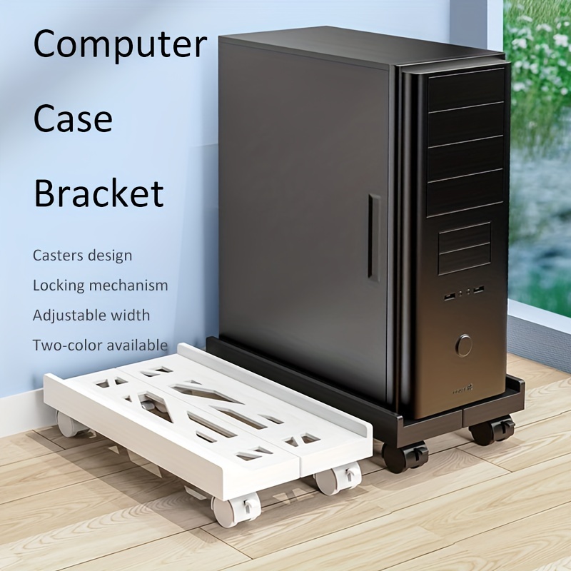 Adjustable PC Tower Stand With Wheels Ventilated CPU Stand For Desktop Computer Tower Holder 1